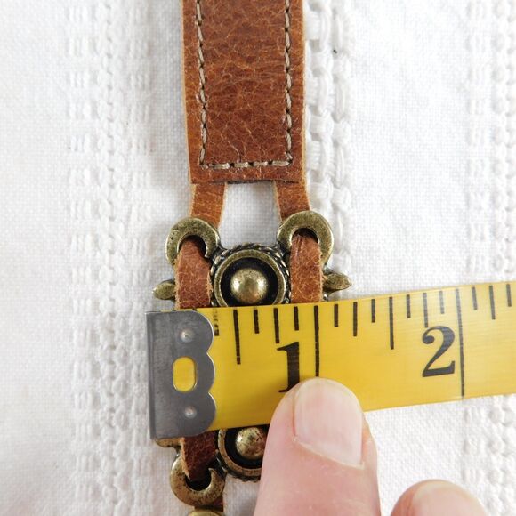 Leatherock USA Brass Genuine Leather Bracelet Cuff Marked LR Brown 7.5" EUC - Picture 12 of 13